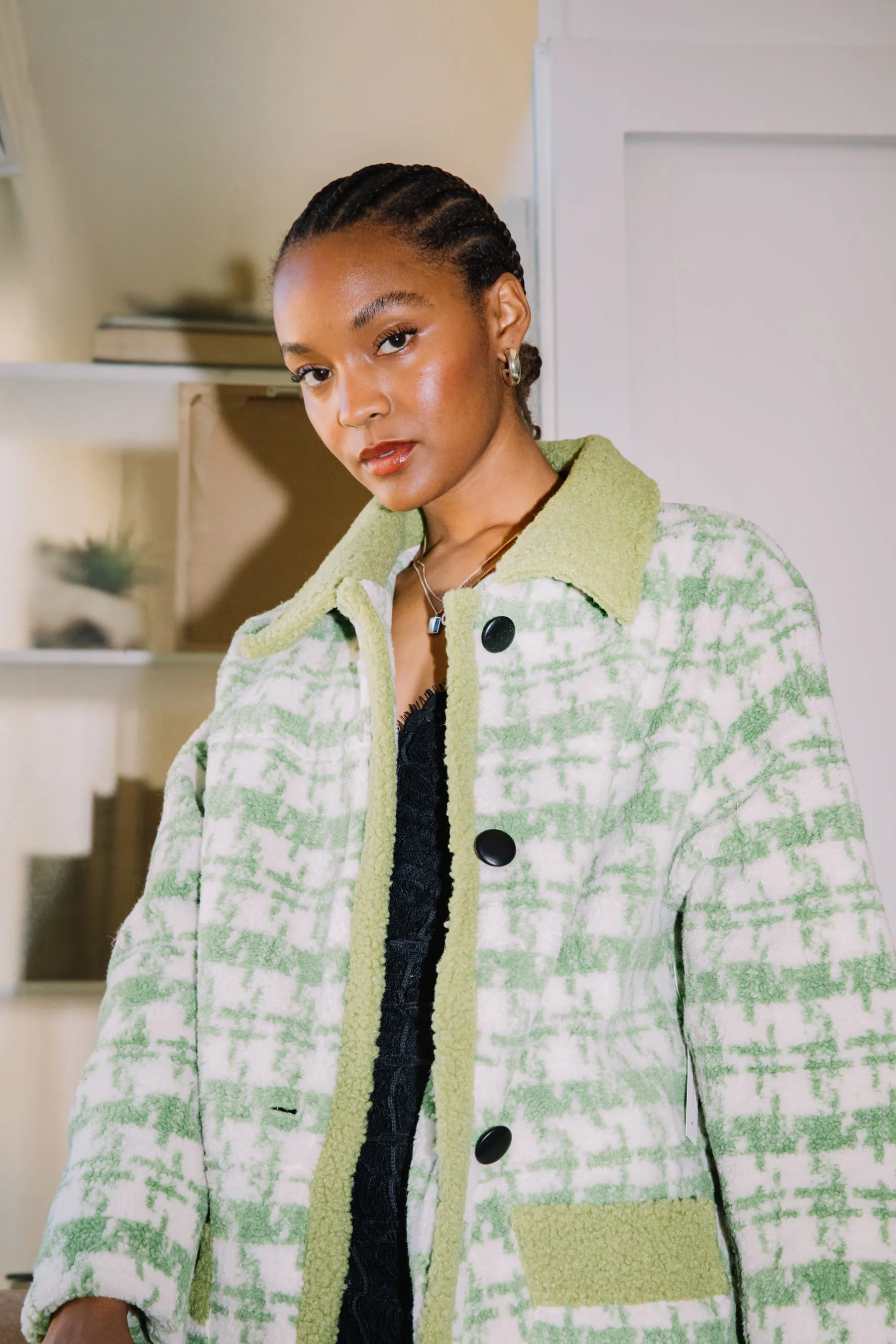 Houndstooth Monique Sherpa Jacket