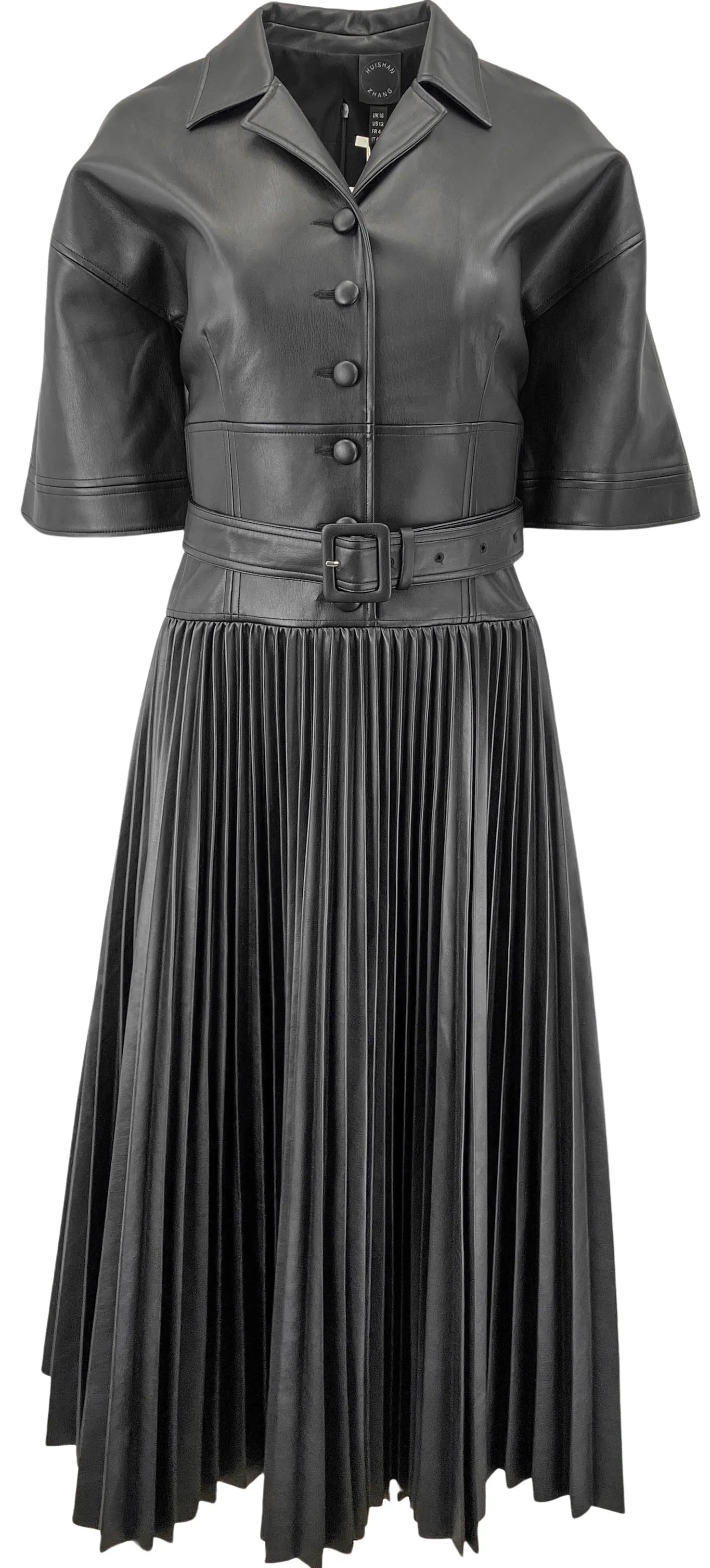 Huishan Zhang Faux Leather Dress in Black