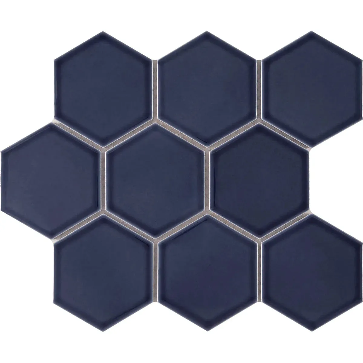 Interceramic Elegant Blue Mosaic Tile Hexagon Glossy 10 x 11" Sheet