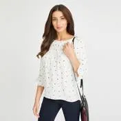 Ivory and Camellia Daisy Garden Blouse