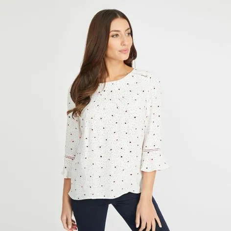 Ivory and Camellia Daisy Garden Blouse