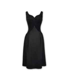 J. Peterman Women's Drop Waist Silk & Velvet Dress in Black