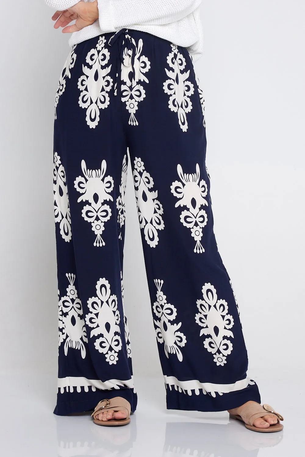 Karishma Pants - Navy/White