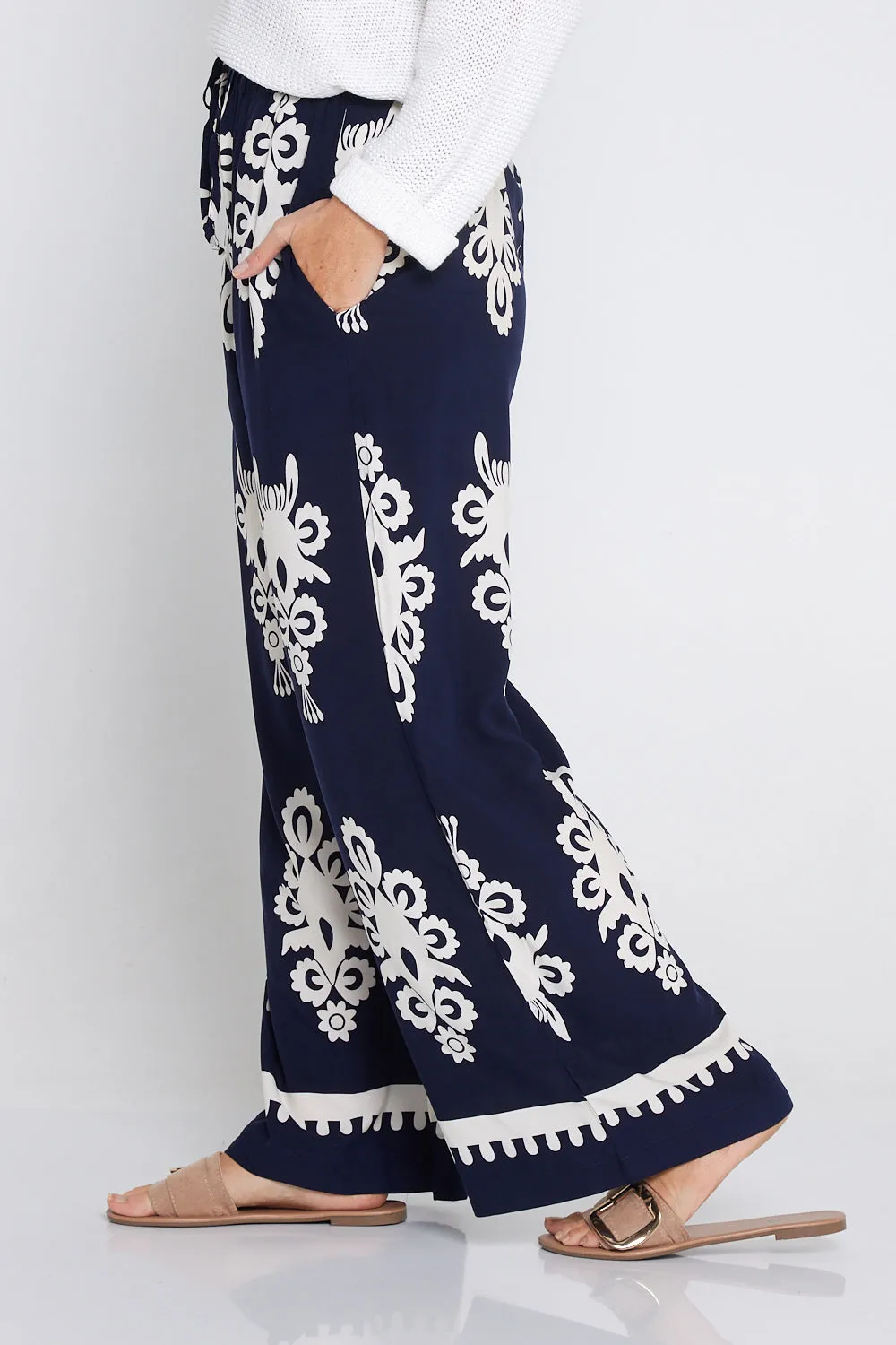 Karishma Pants - Navy/White