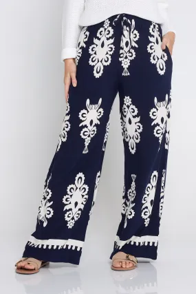 Karishma Pants - Navy/White