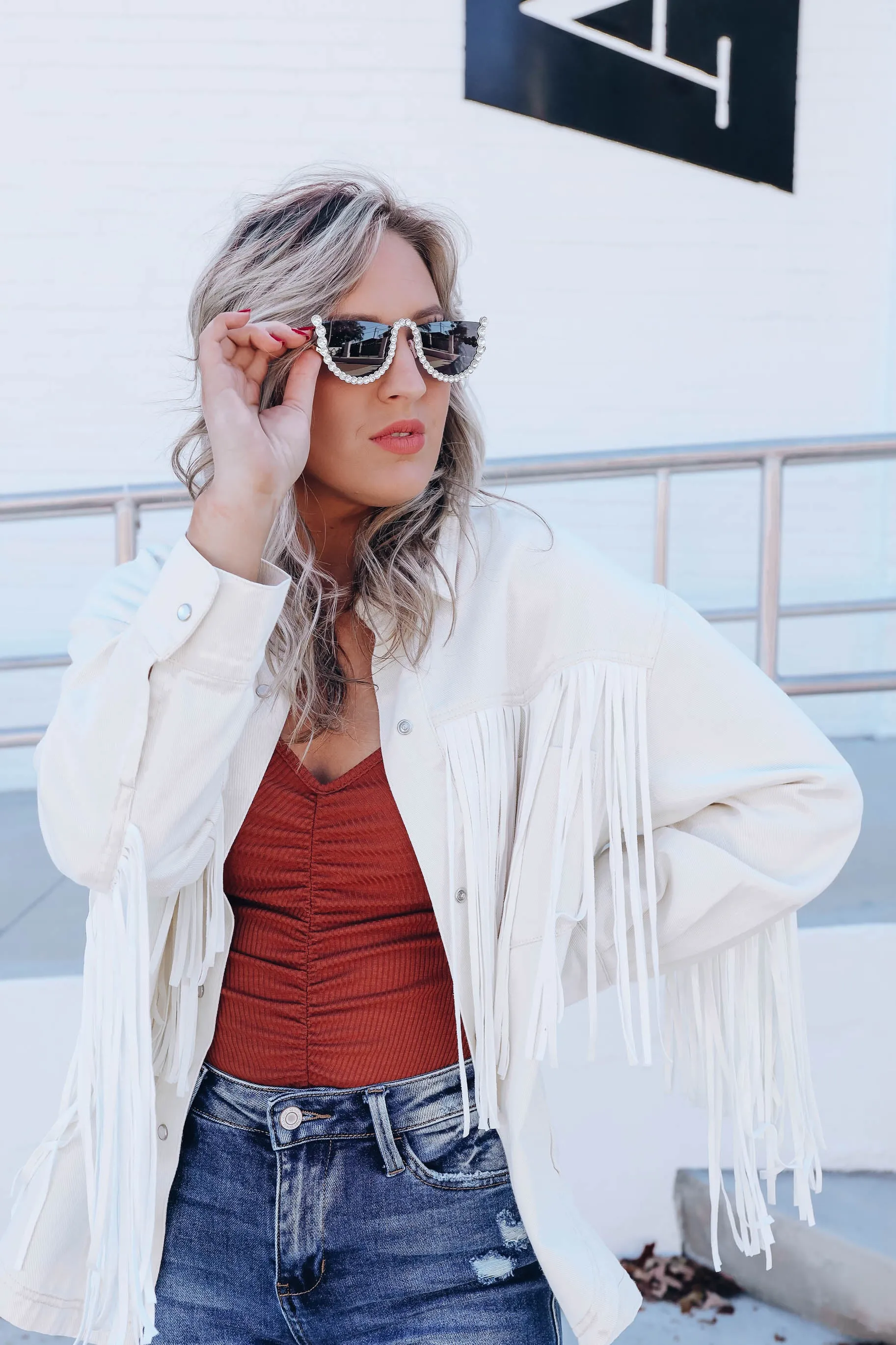 Kayce Fringe Denim Shacket - Cream