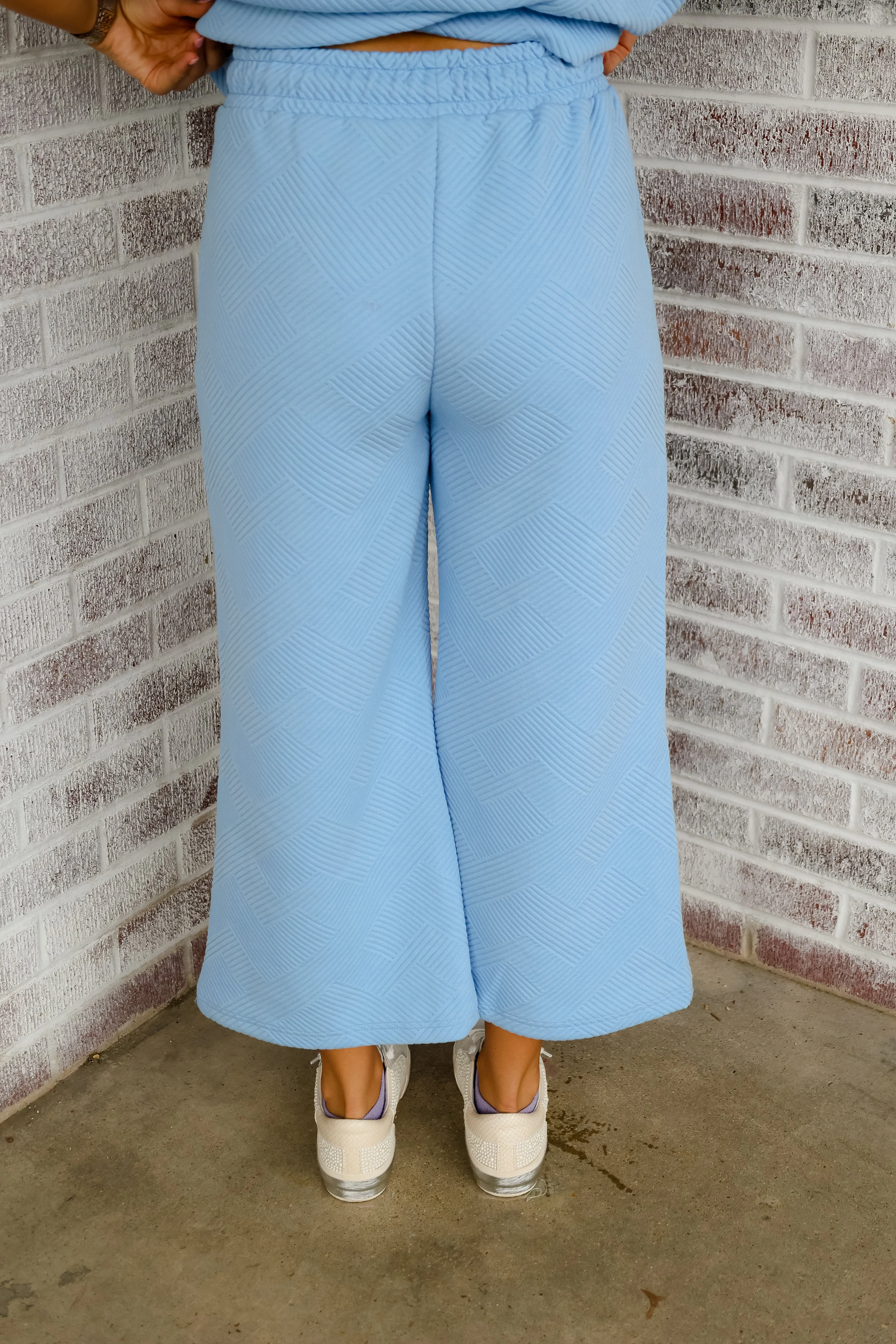 Keep Wishing Textured Cropped Wide Pants