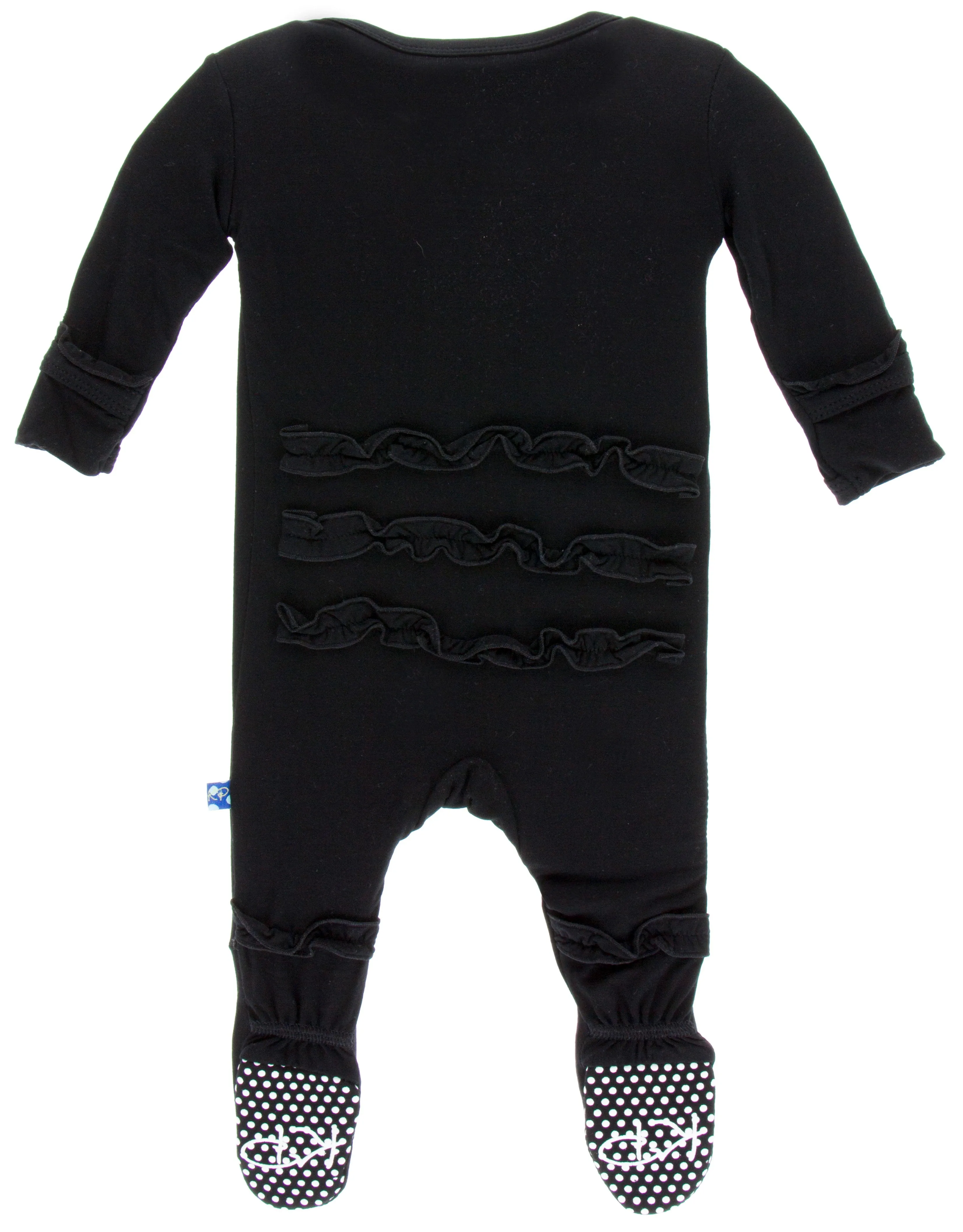 KicKee Pants Solid Midnight Classic Ruffle Footie with Snaps