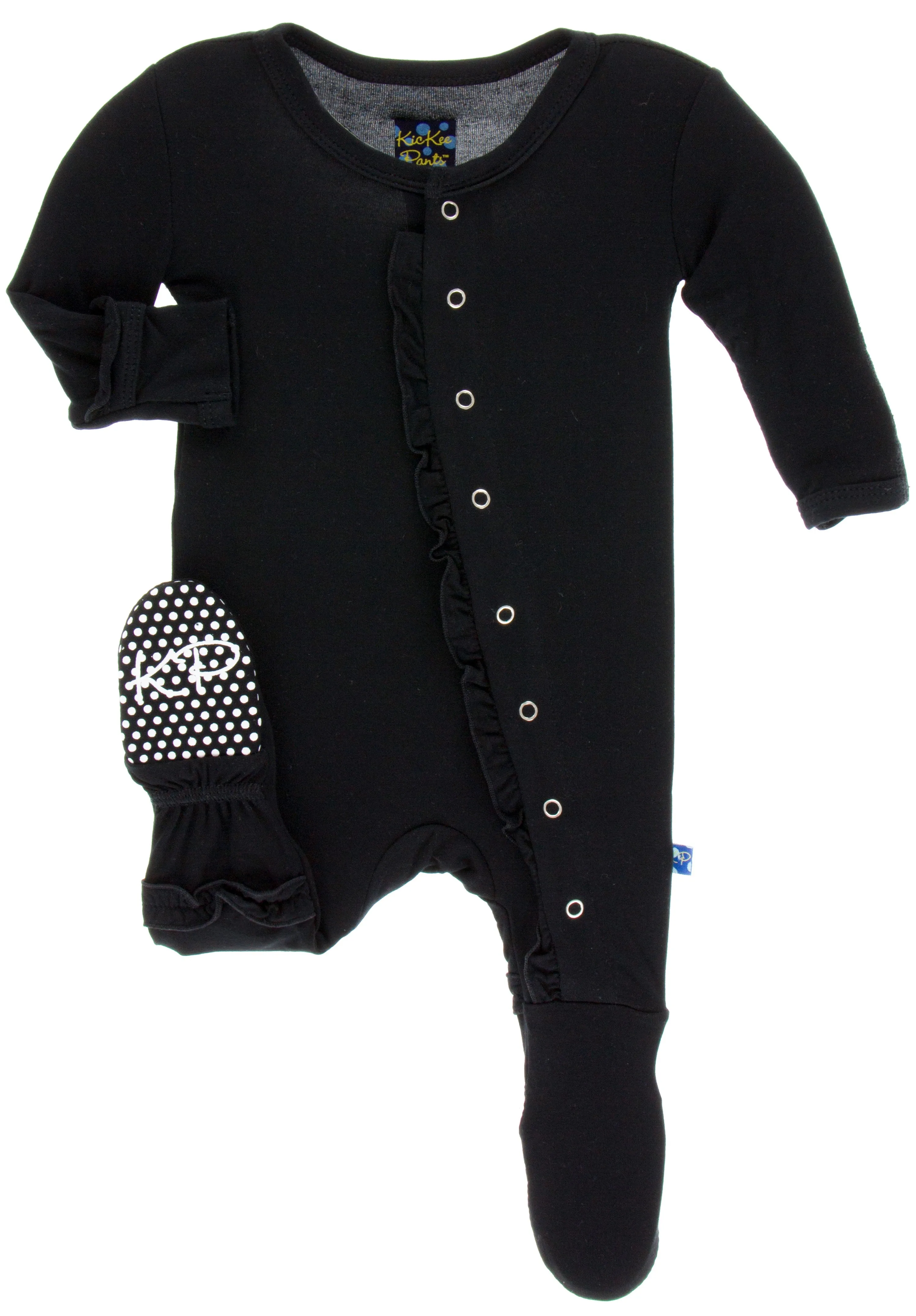 KicKee Pants Solid Midnight Classic Ruffle Footie with Snaps