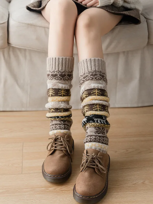 Knitting Keep Warm Printed Leg Warmers Accessories