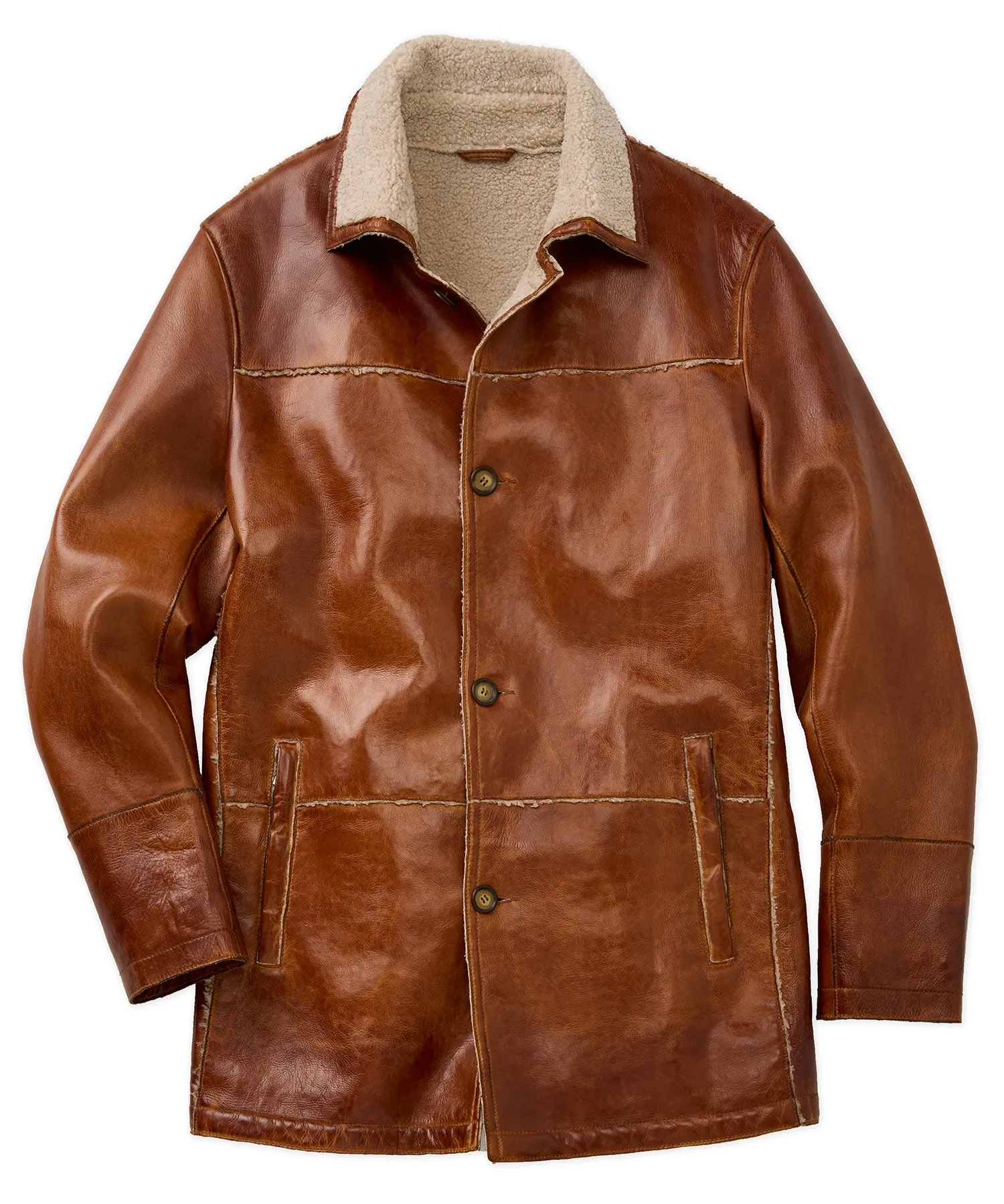 Lambskin Three-Quarter Jacket with Sherpa Lining