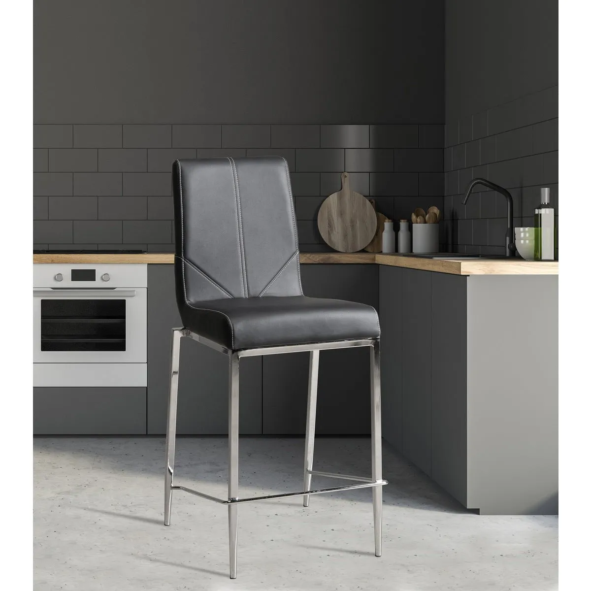 Latte Black Counter-Height Chair - Set of 2