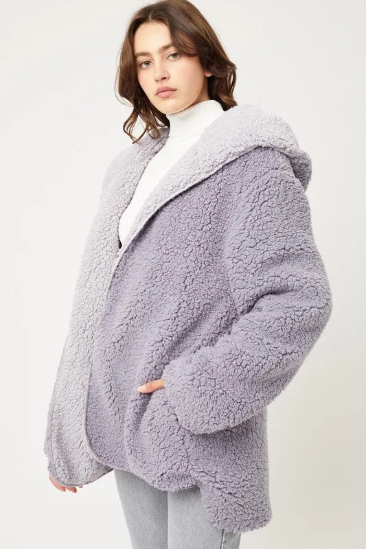 Lavender Teddy Faux Fur Sherpa Fleece Jacket