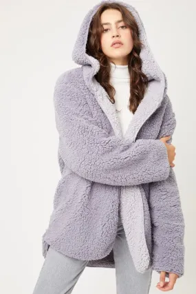 Lavender Teddy Faux Fur Sherpa Fleece Jacket