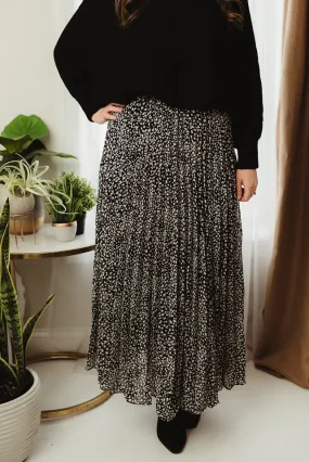 Leopard Pleated Maxi Skirt