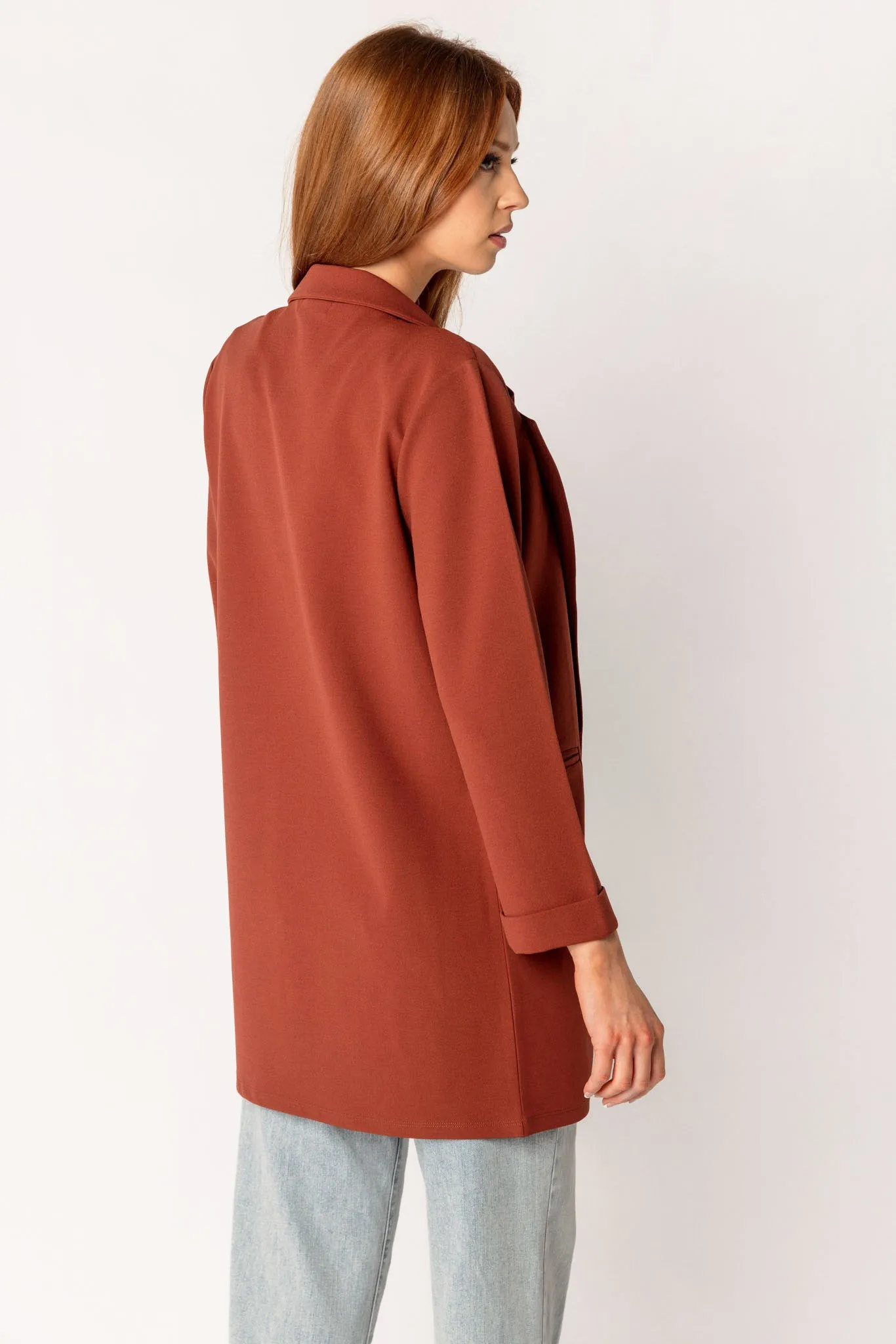 Longline Blazer with Roll-Up Sleeves