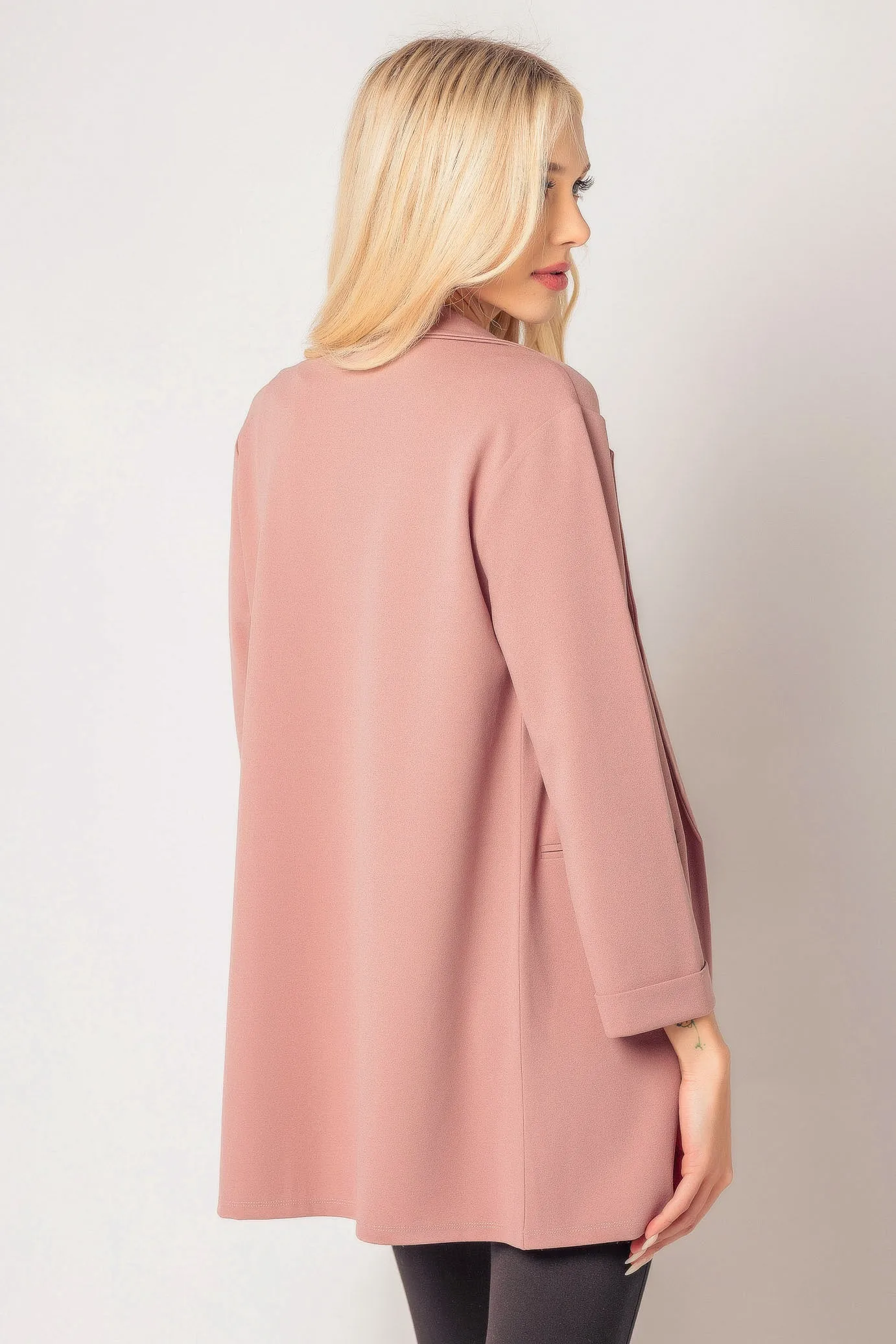 Longline Blazer with Roll-Up Sleeves