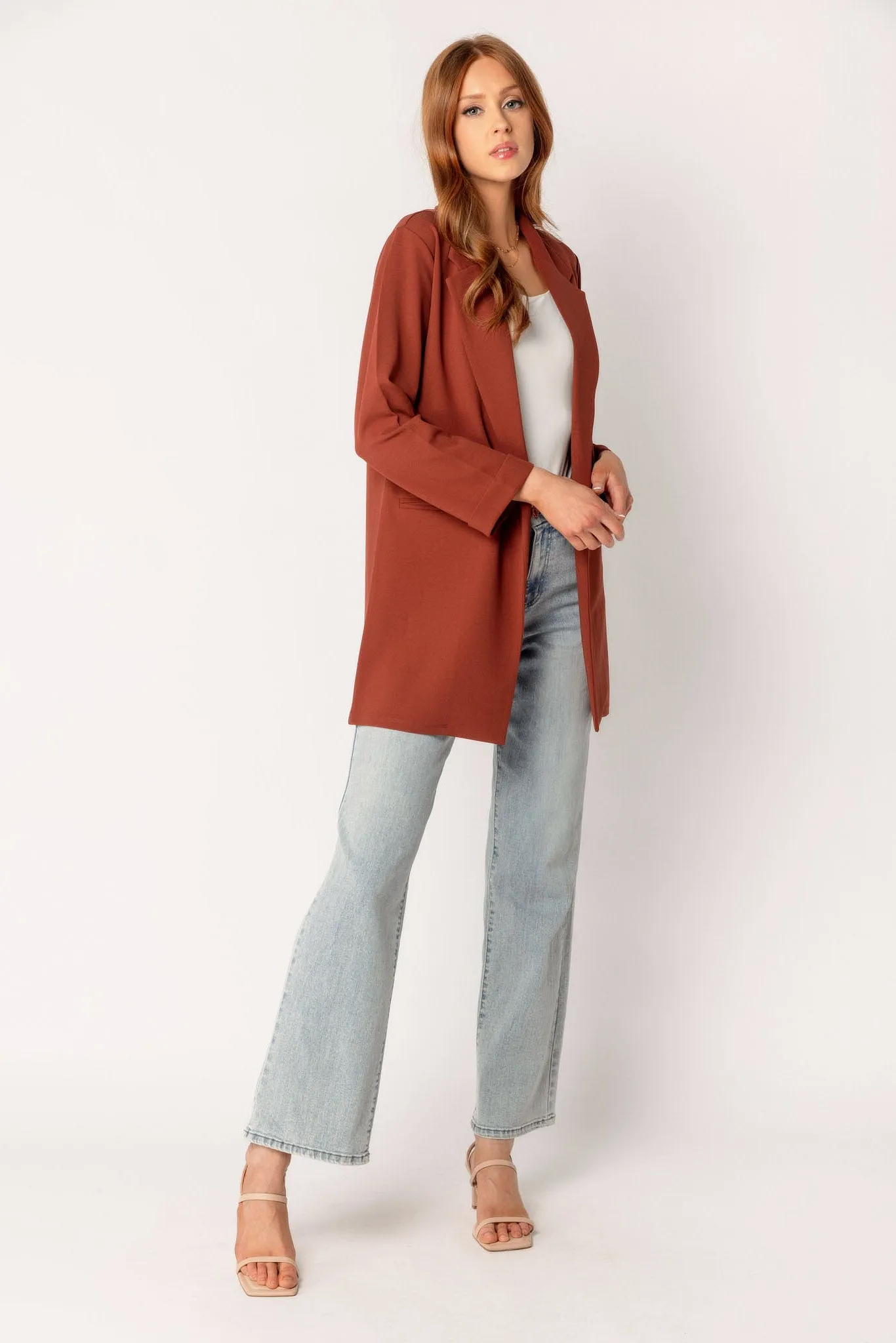 Longline Blazer with Roll-Up Sleeves