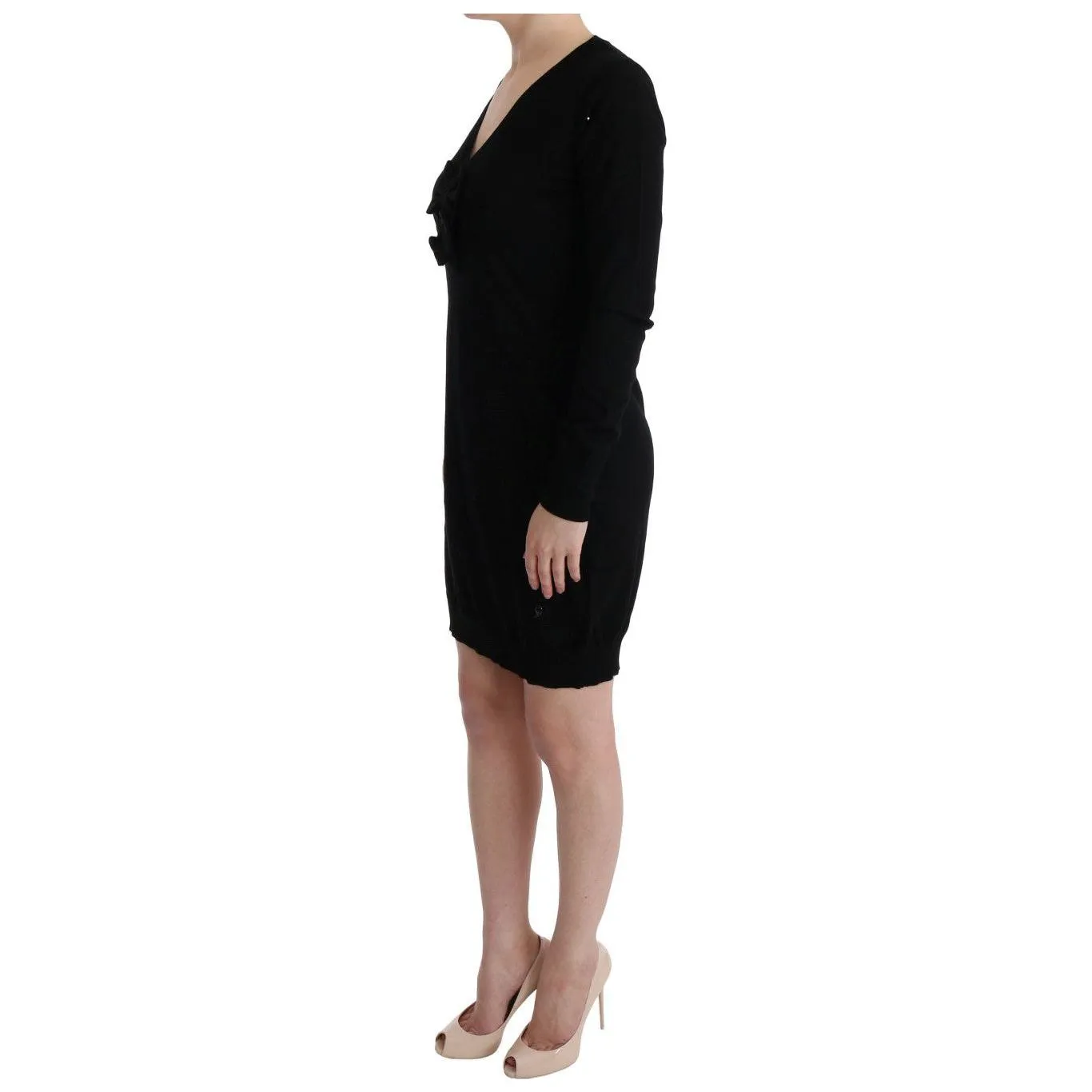 MARGHI LO' Elegant Black Wool Shift Dress