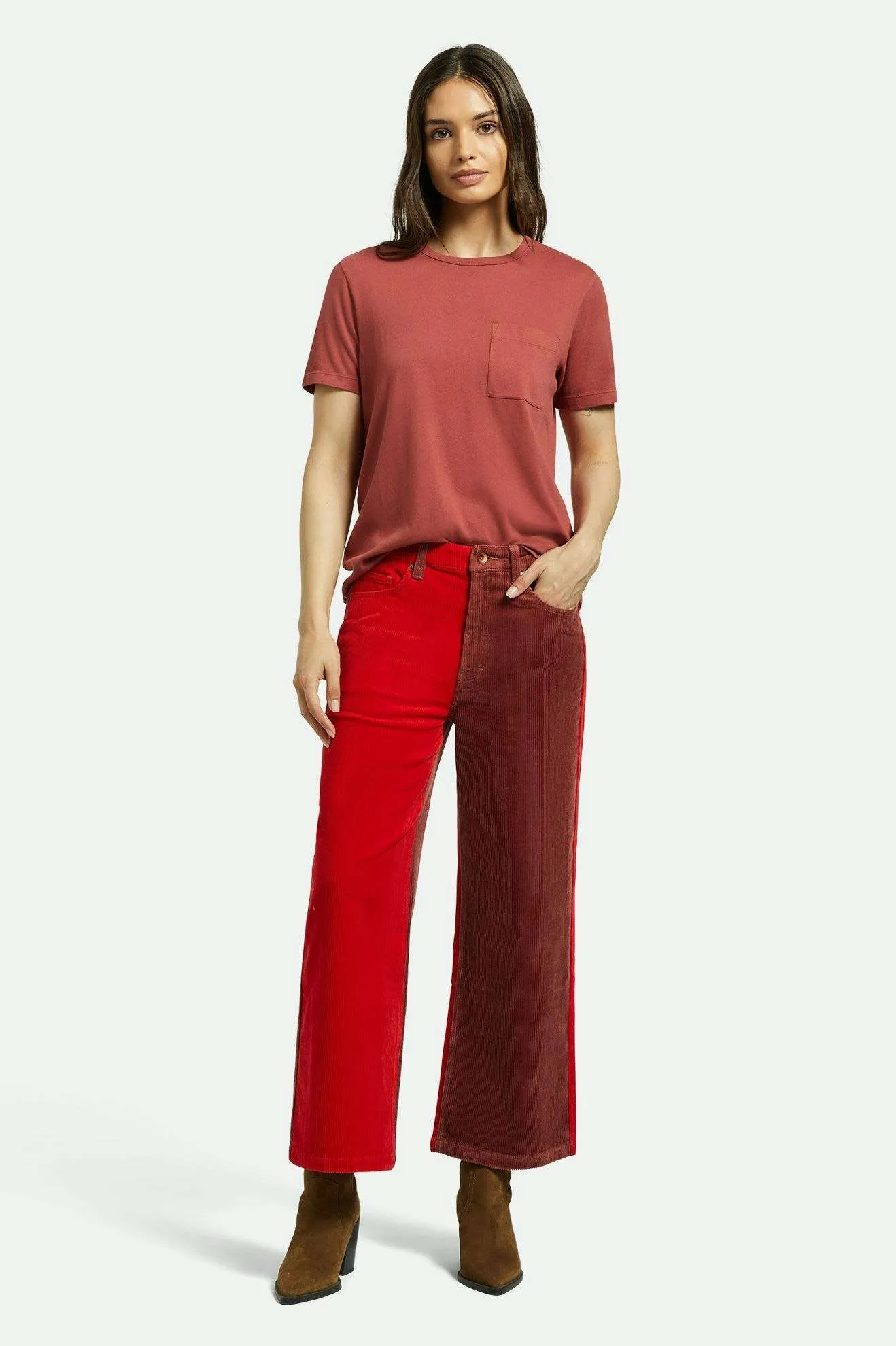 Margo Cropped 5-Pocket Pant - Cowhide/Mars Red Cord