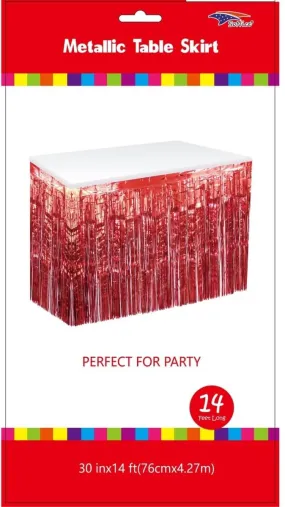 Metallic Table Skirt - Red