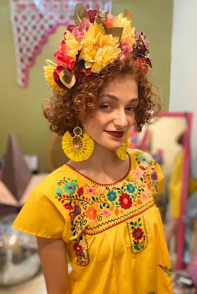 Mexican Bohemian Dress - Yellow