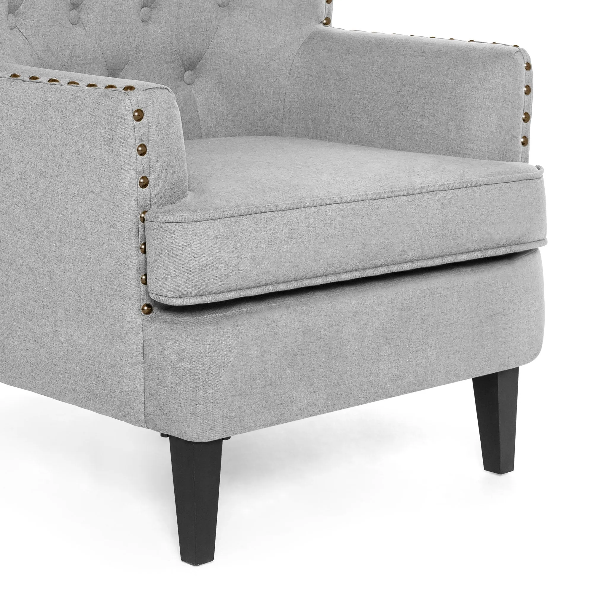 Modern Tufted Wingback Accent Chair Living Room Furniture w/ Nailhead Trim