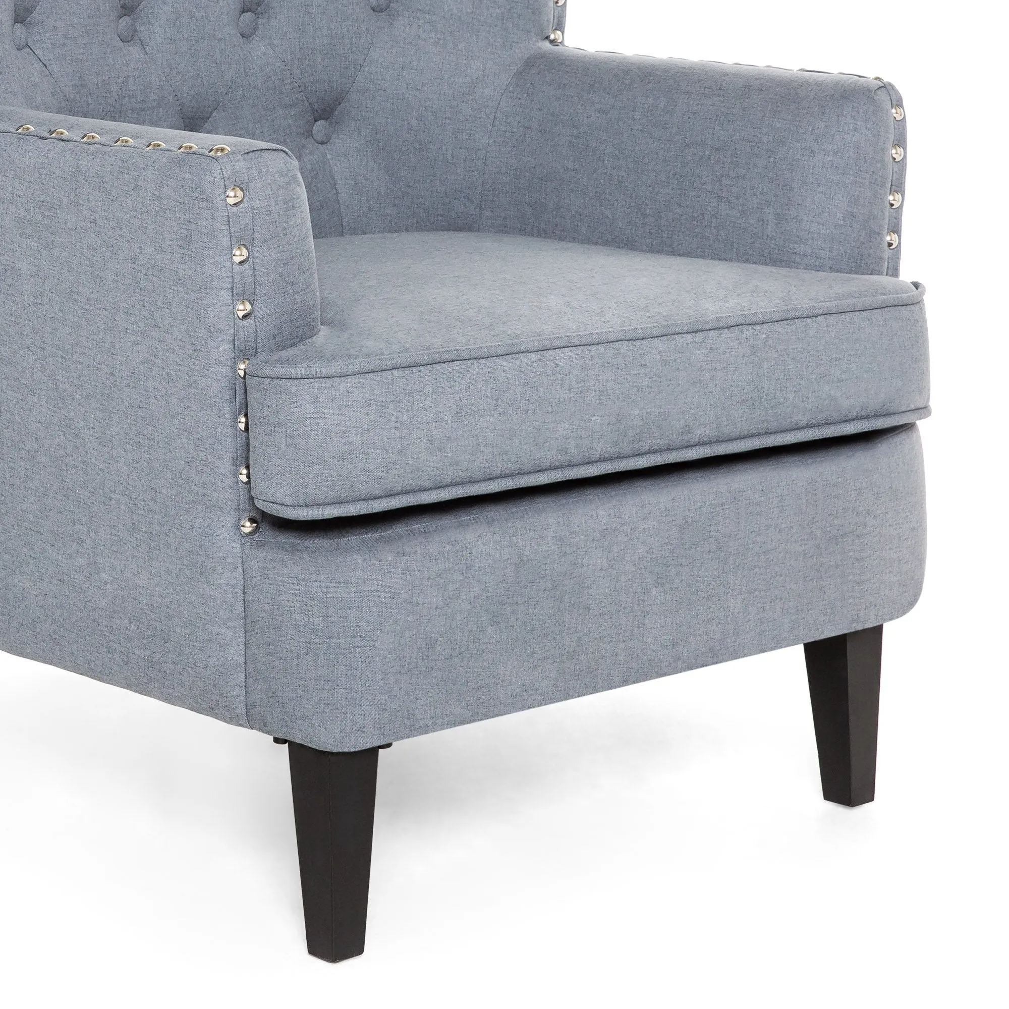 Modern Tufted Wingback Accent Chair Living Room Furniture w/ Nailhead Trim