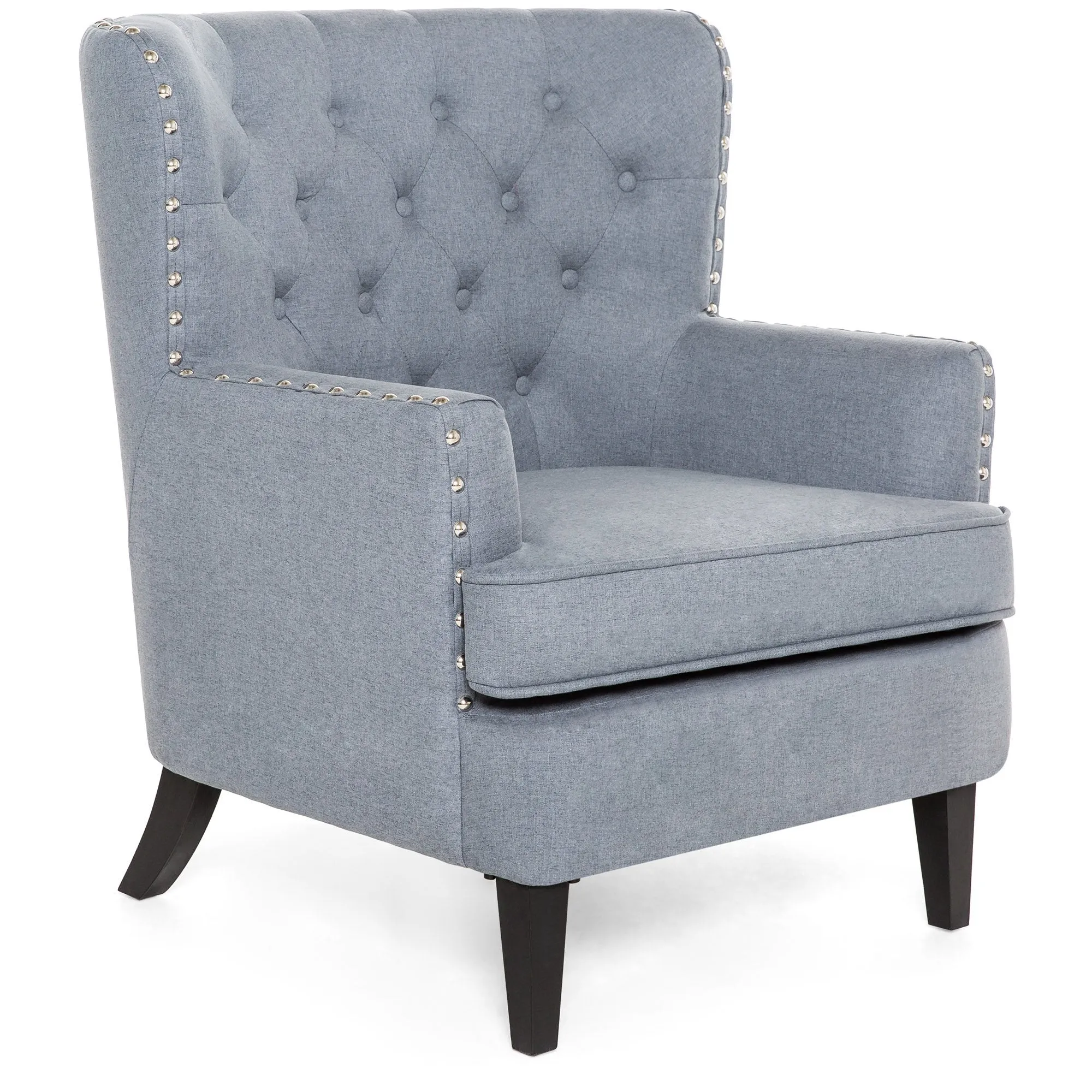 Modern Tufted Wingback Accent Chair Living Room Furniture w/ Nailhead Trim