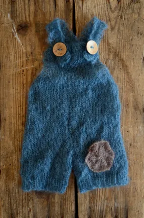 Mohair Overall with Patch and Buttons - Steel Blue