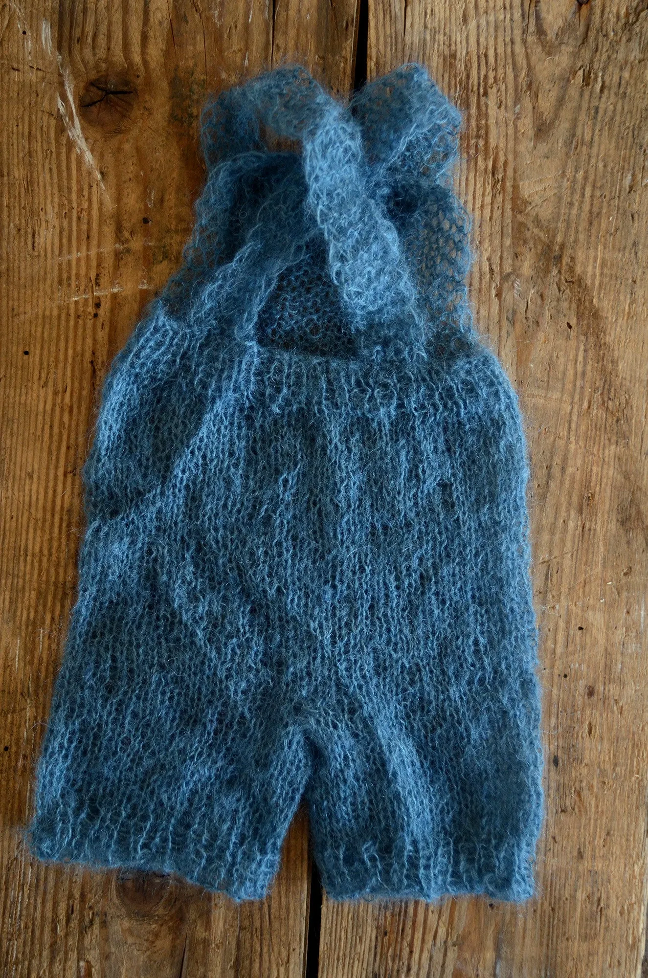 Mohair Overall with Patch and Buttons - Steel Blue