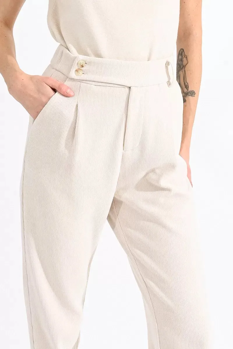 Molly Bracken Off White Curduory Trousers