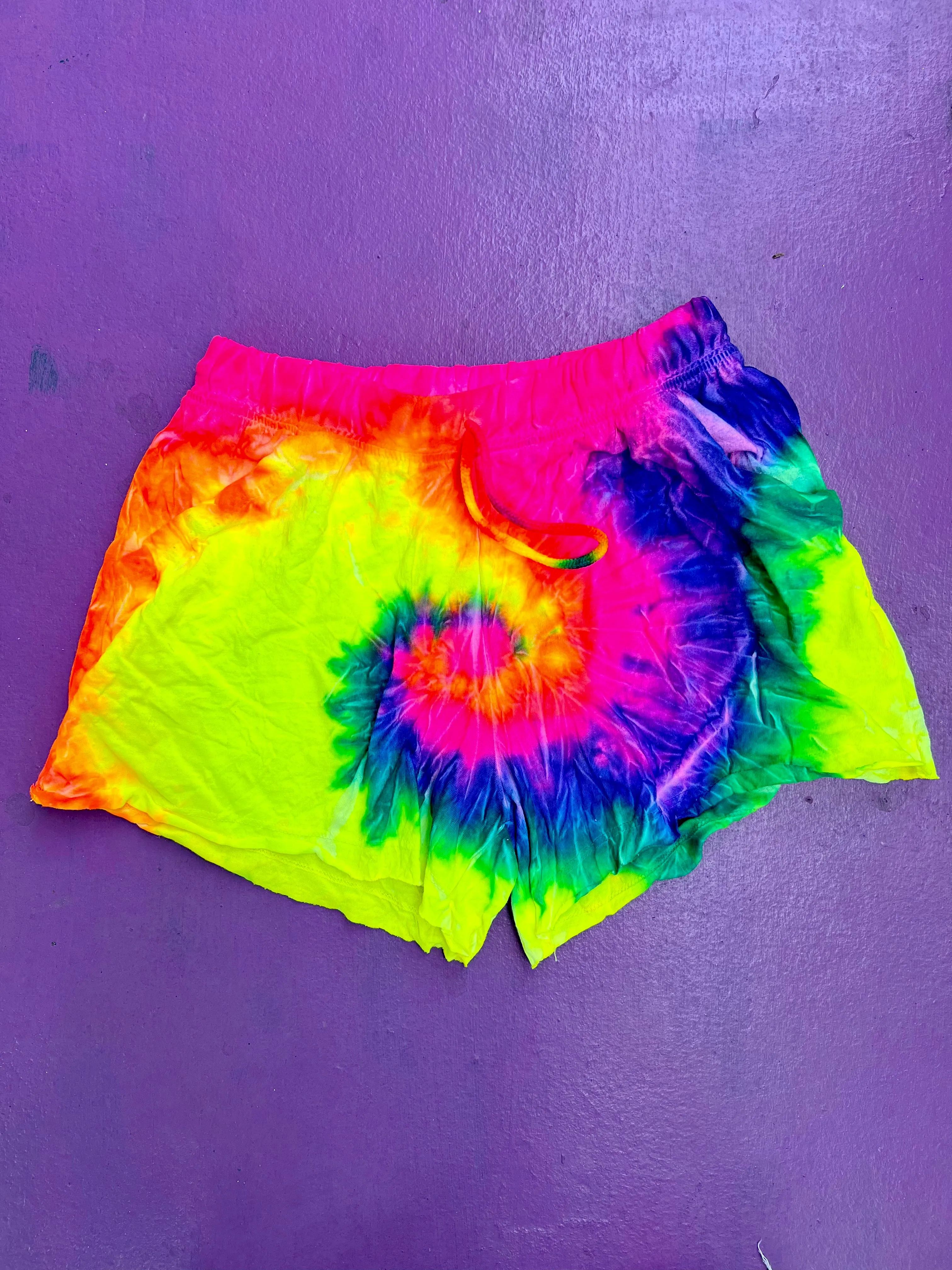 Neon Rainbow Tie-Dye Shorts - Blank