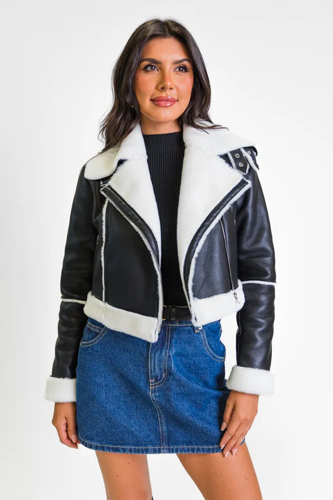 Night Rhythm Black Sherpa Trim Jacket FINAL SALE