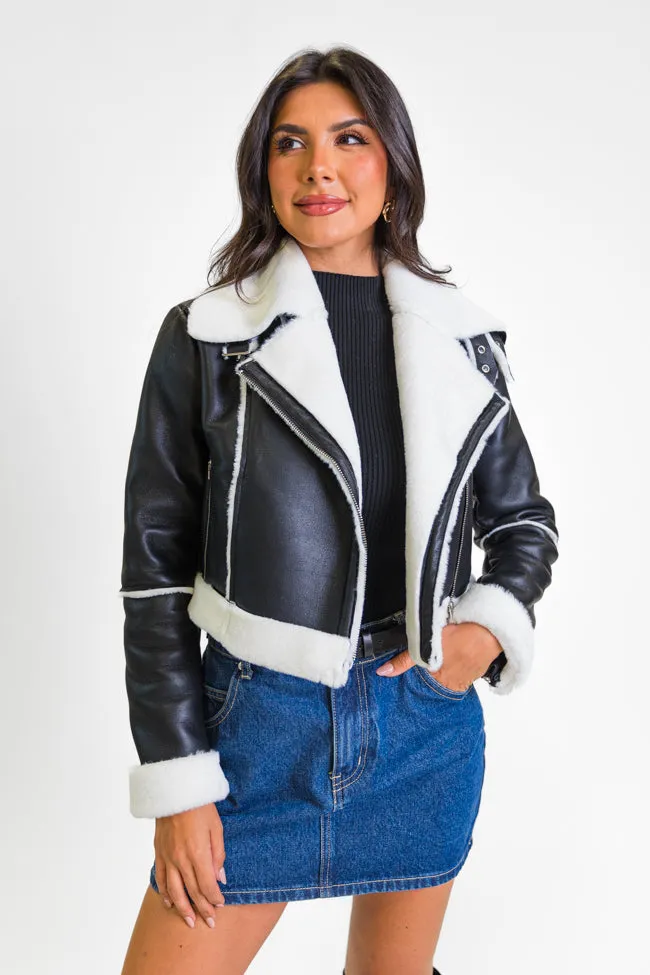 Night Rhythm Black Sherpa Trim Jacket FINAL SALE