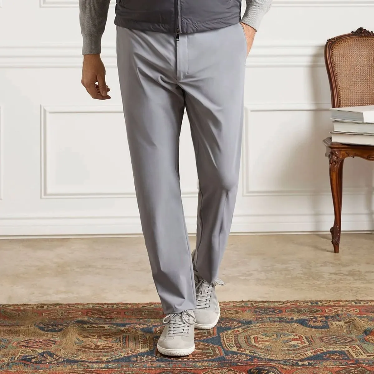 Noah Active Trousers in Grey (Trim Tapered Fit) by Zanella