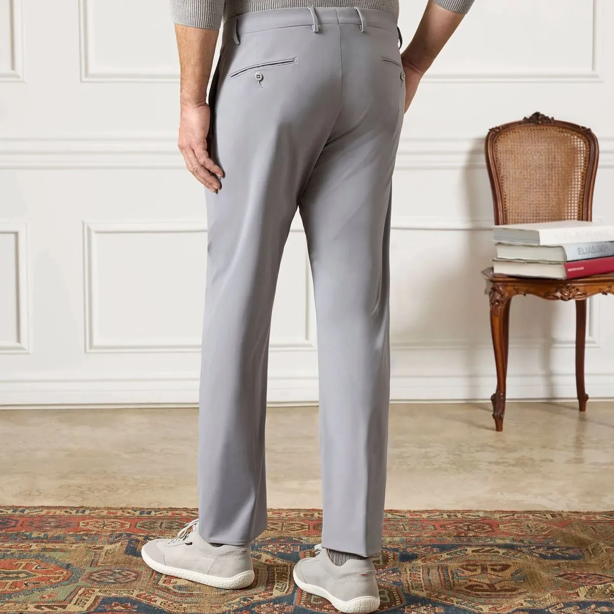 Noah Active Trousers in Grey (Trim Tapered Fit) by Zanella