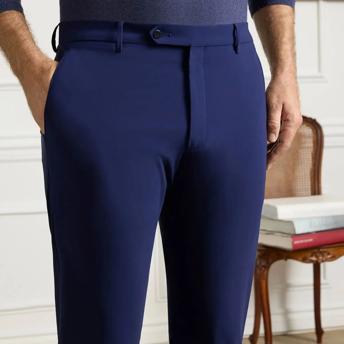 Noah Active Trousers in High Blue (Trim Tapered Fit) by Zanella