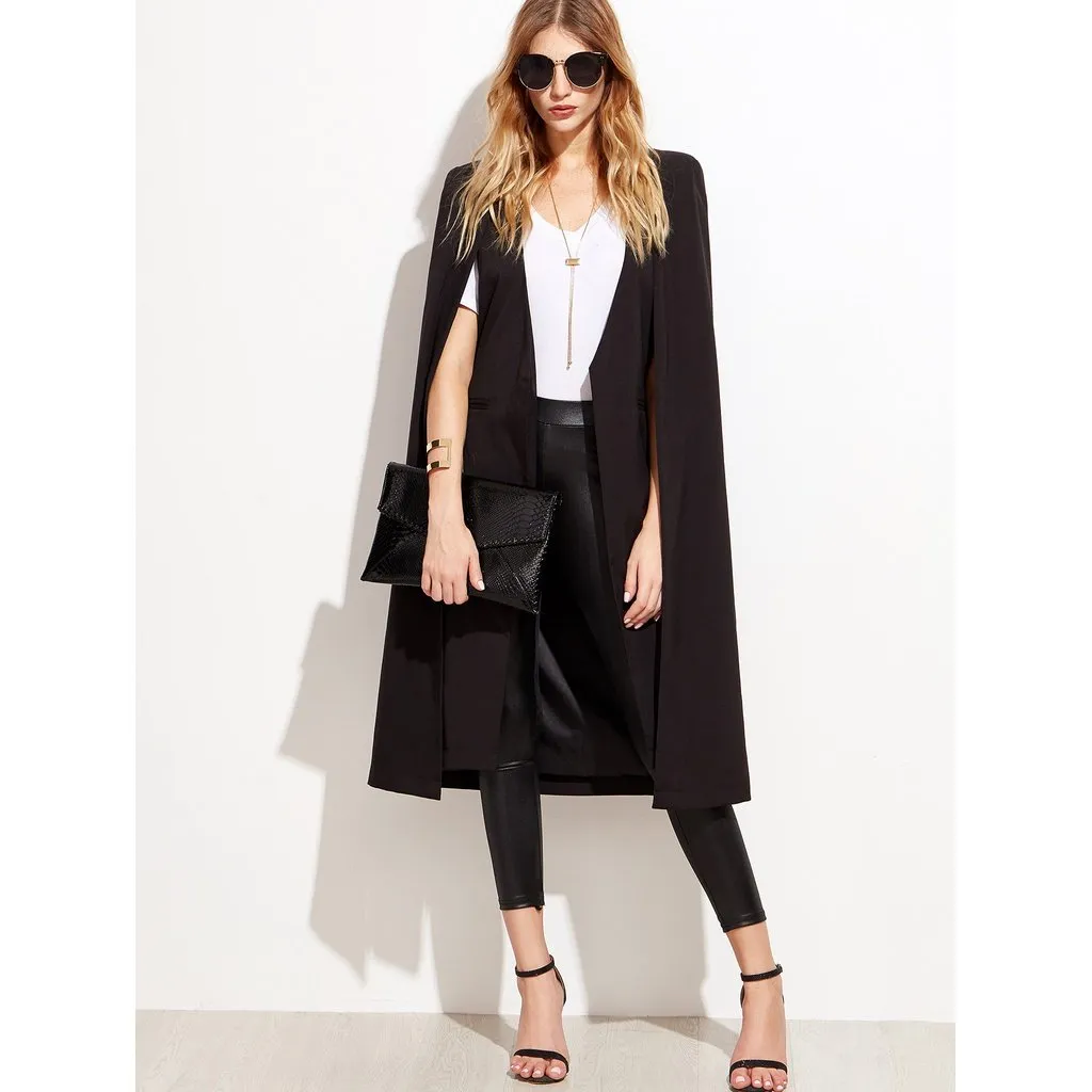 Open Front Longline Cape Blazer