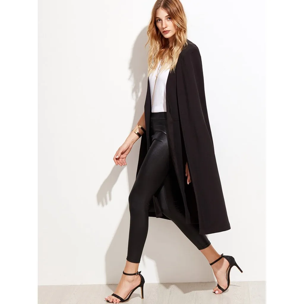 Open Front Longline Cape Blazer