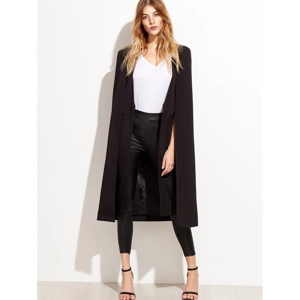 Open Front Longline Cape Blazer