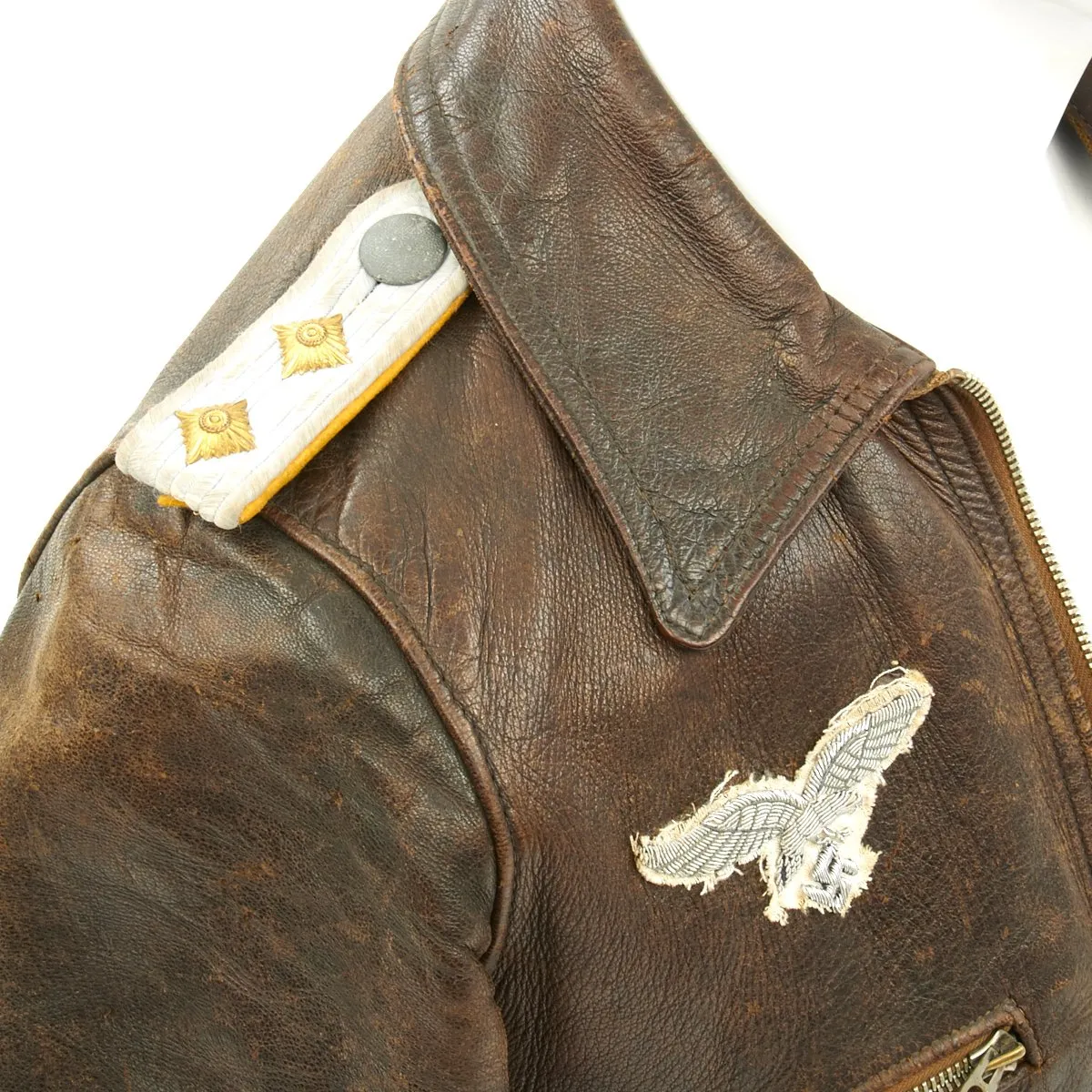 Original German WWII Luftwaffe Hauptmann Pilot Leather Flight Jacket