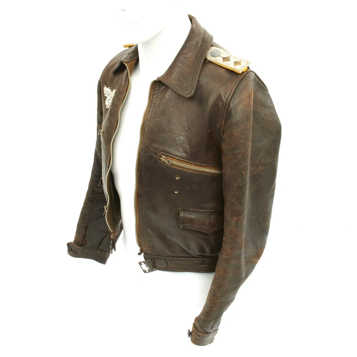 Original German WWII Luftwaffe Hauptmann Pilot Leather Flight Jacket