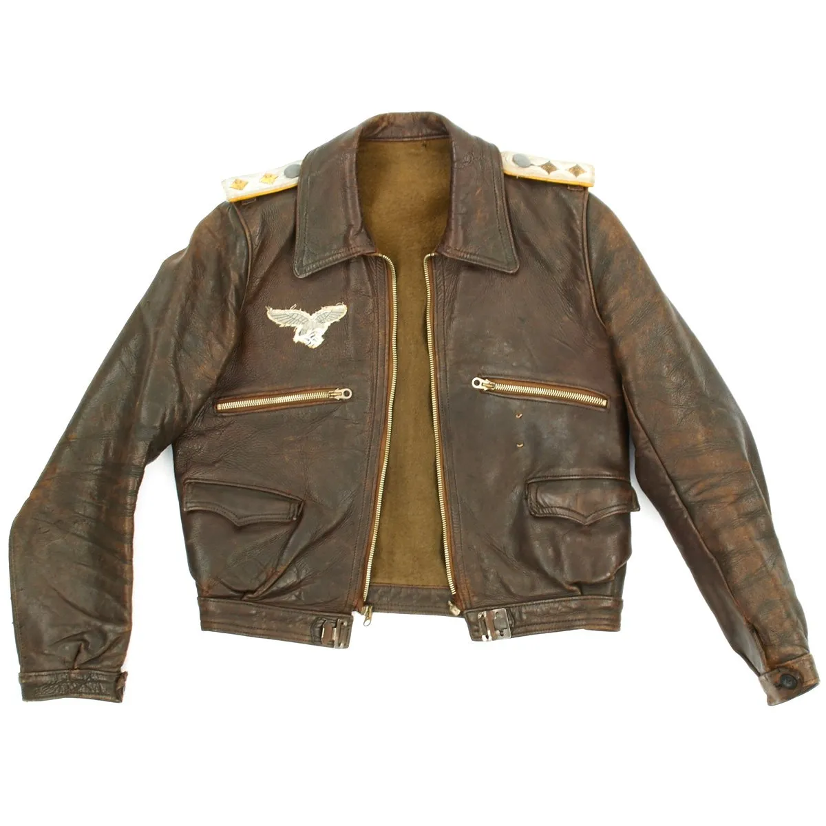 Original German WWII Luftwaffe Hauptmann Pilot Leather Flight Jacket