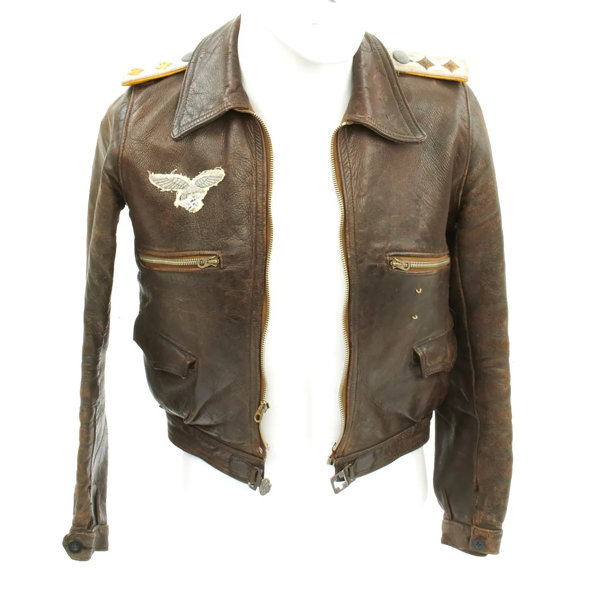 Original German WWII Luftwaffe Hauptmann Pilot Leather Flight Jacket