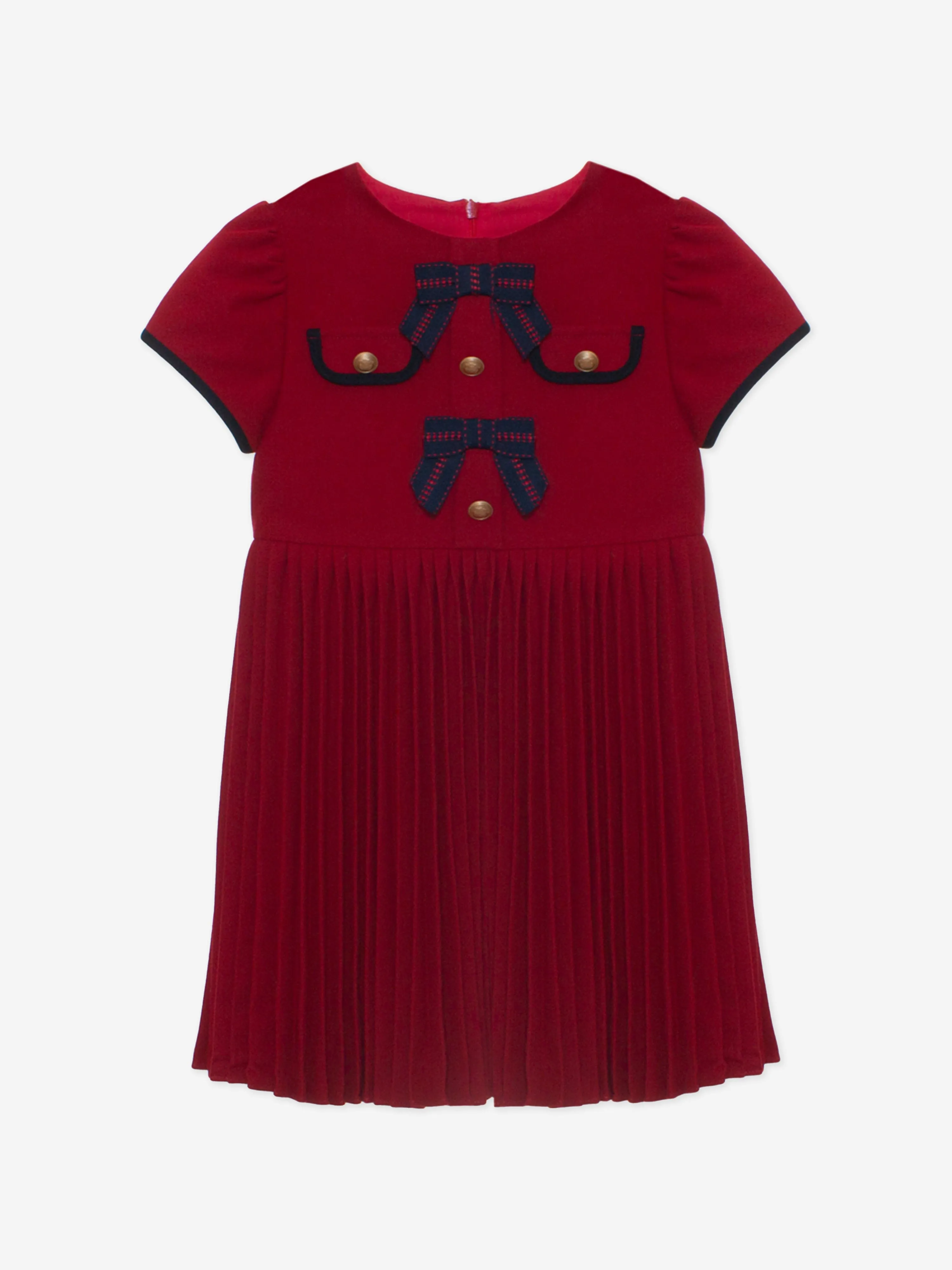 Patachou Girls Pleated Bow Dress in Red