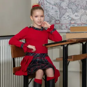 Patachou Girls Red Interlock Tartan Dress