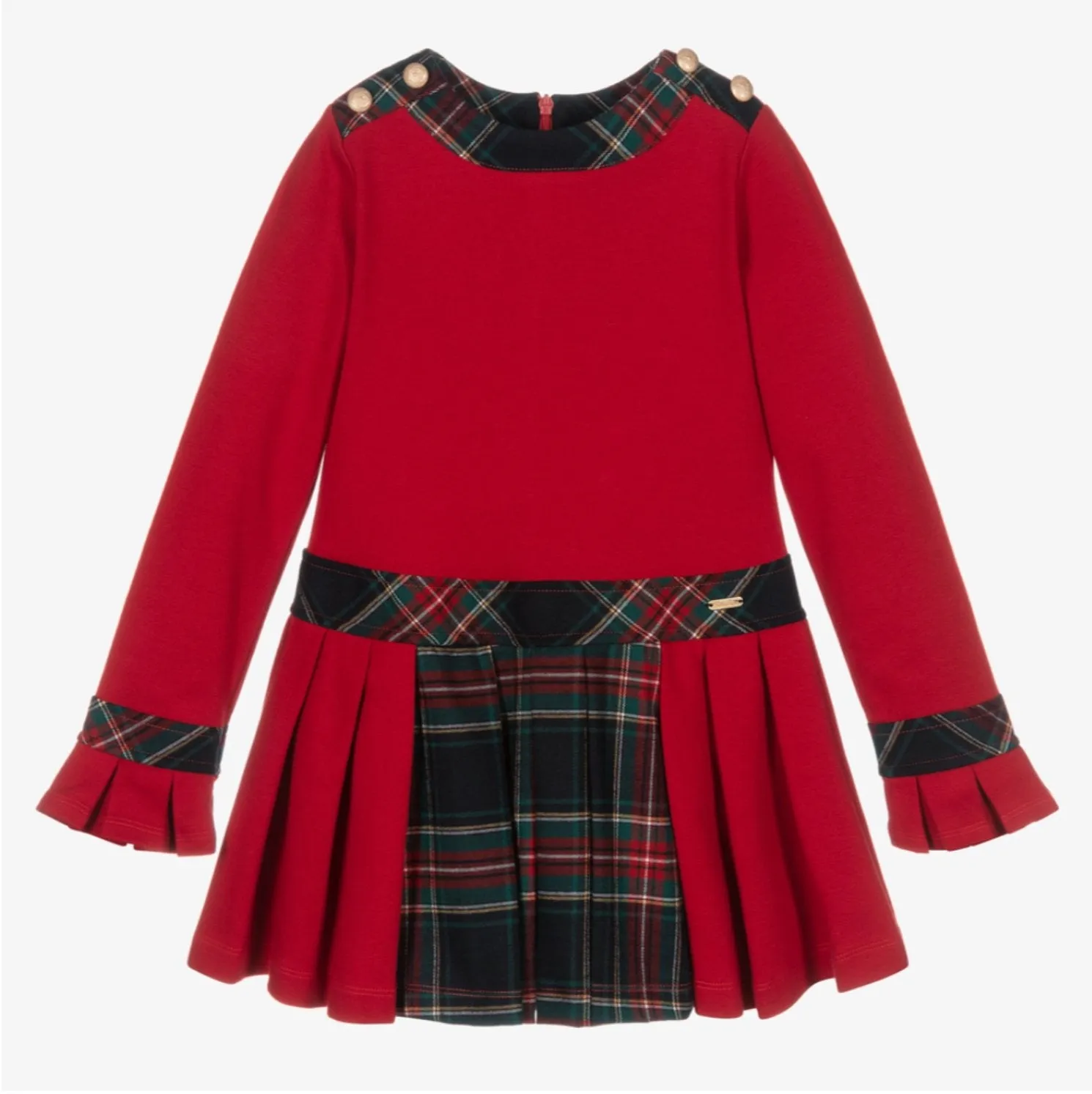 Patachou Girls Red Interlock Tartan Dress