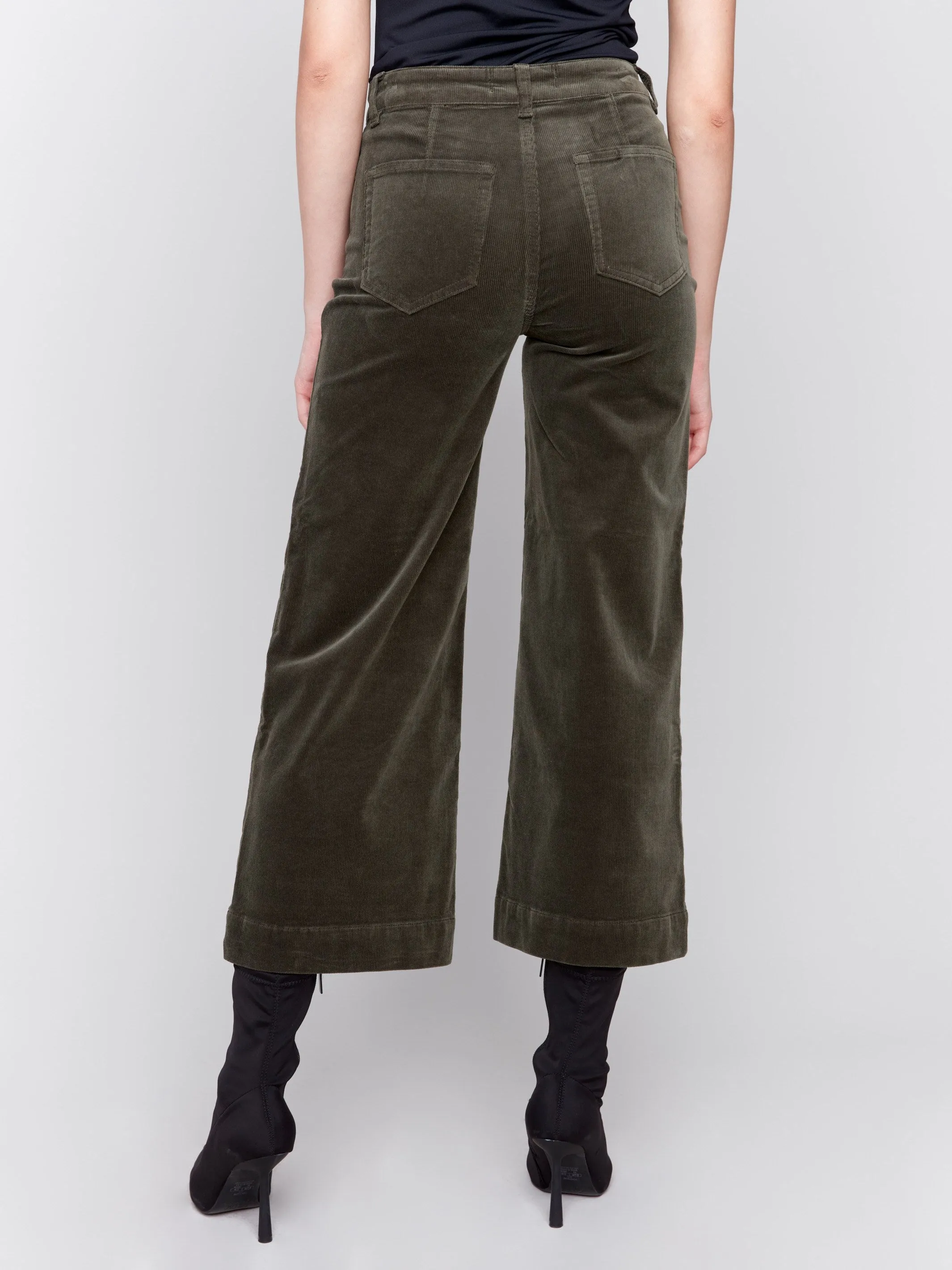 Patch Pocket Corduroy Flare Pants - Spruce