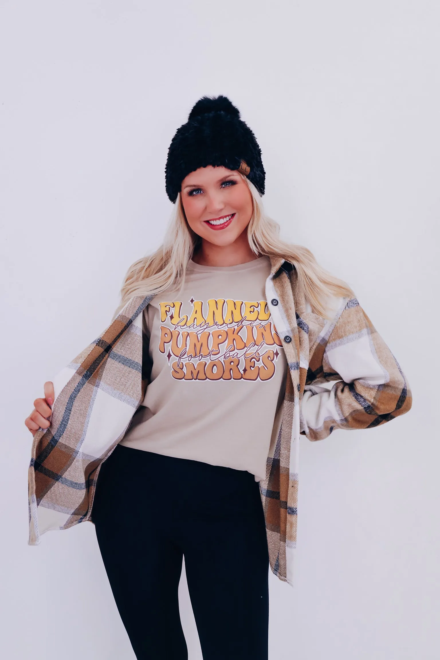 Peppy Plaid Flannel Shacket - Tan